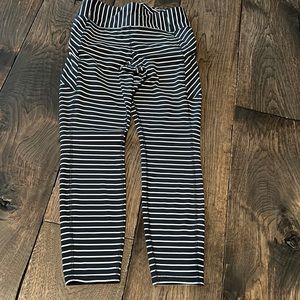 Athleta navy/white striped leggings